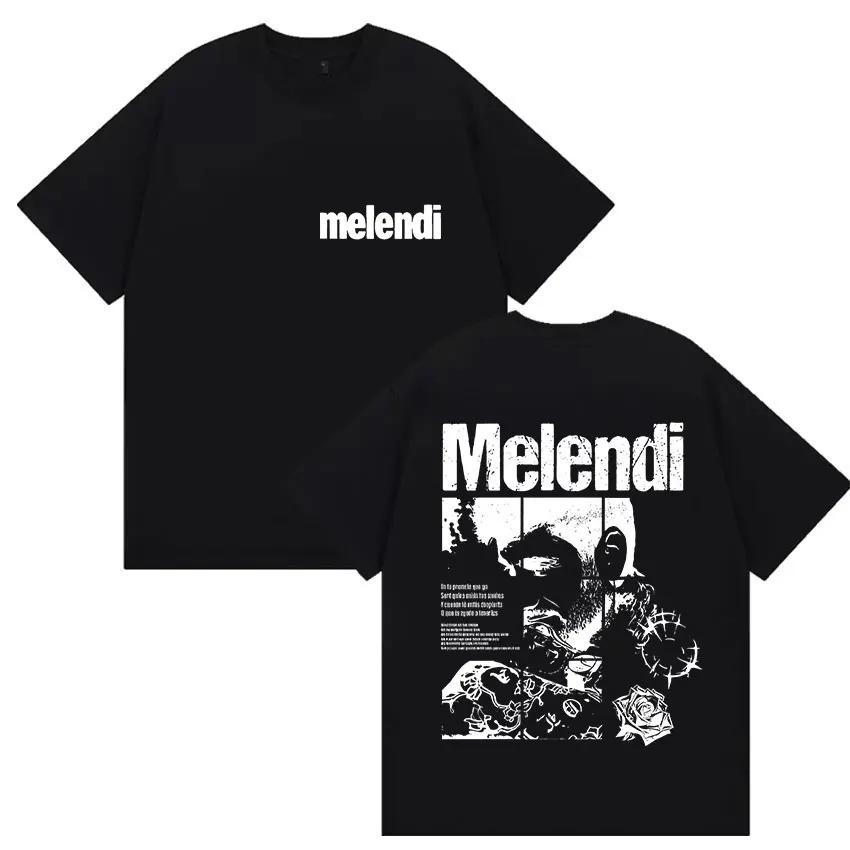 Rapper Melendi Tour 2025 Album Merch T Shirts Men's Vintage Gothic Oversized Cotton T-shirt Plus Size Streetwear Cotton  Hip Hop