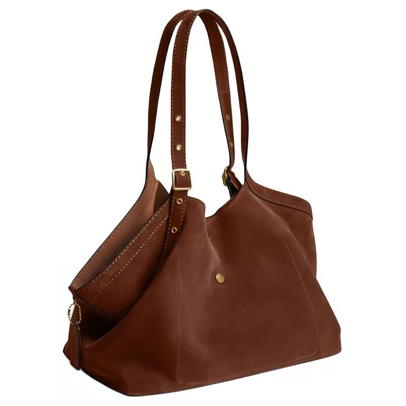 COACH Gramercy 35 solid color, simple and high-end, cowhide, Tote bag, shopping bag, shoulder bag, large size, women's style, warm brown