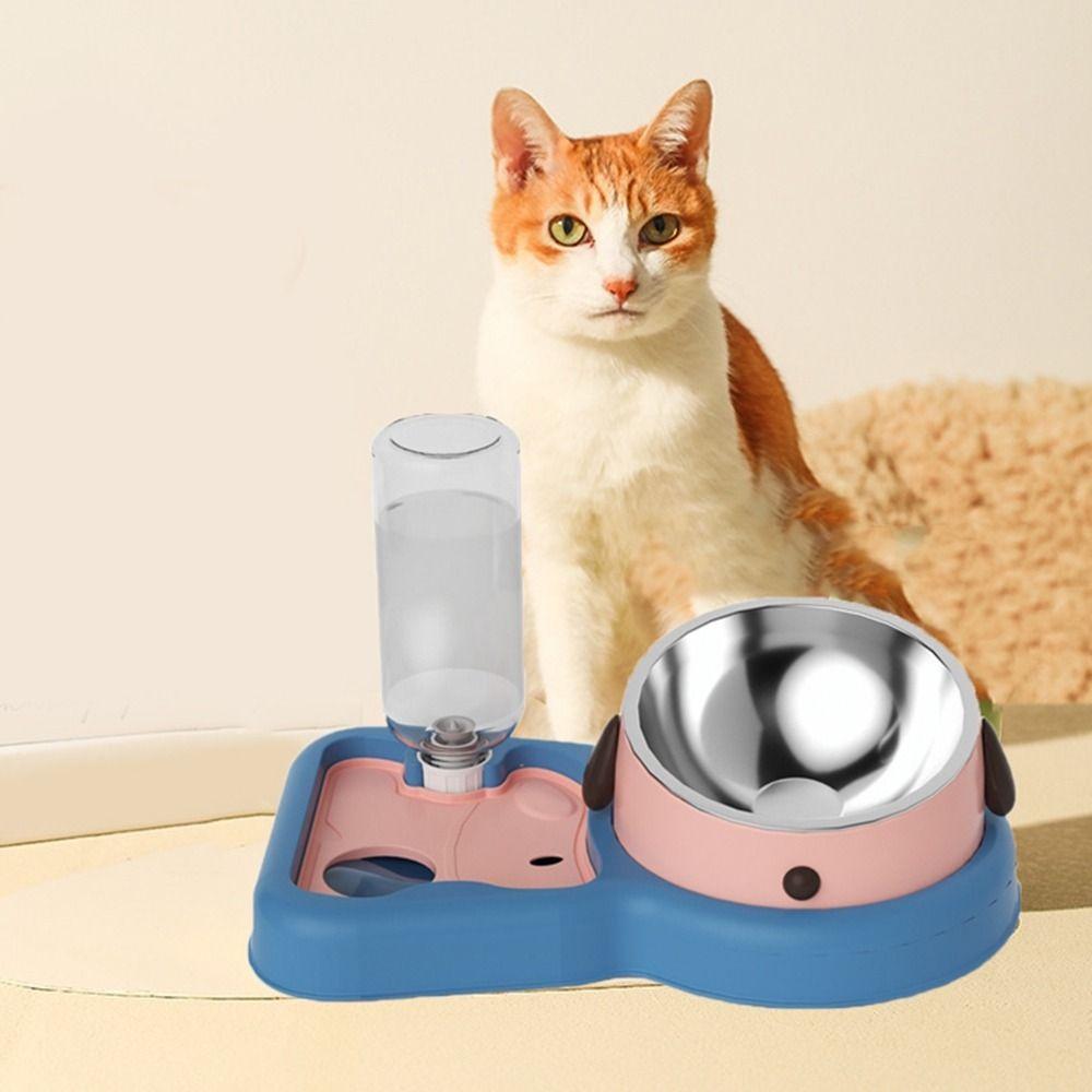 Large Capacity 3 In 1 Cat Bowl Protection Neck Dog Water Dispenser Pet Food Container for Home