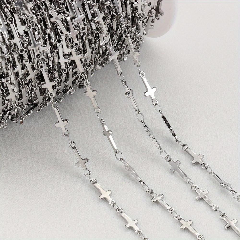 1M Stainless Steel Printed Dot Striped Square Necklace Chain Geometry Link Chains DIY Bracelet Accessory Jewelry Making Supplies