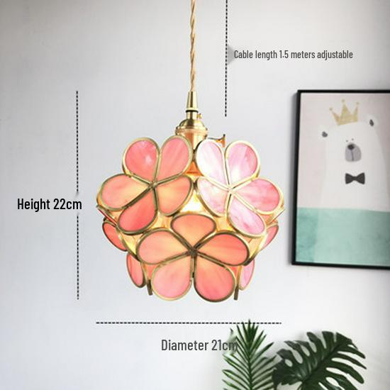 Скандинавская японская люстра-подвеска ручной работы из латуни и стекла в виде лепестков для спальни, прикроватной зоны, ресторана или прихожей