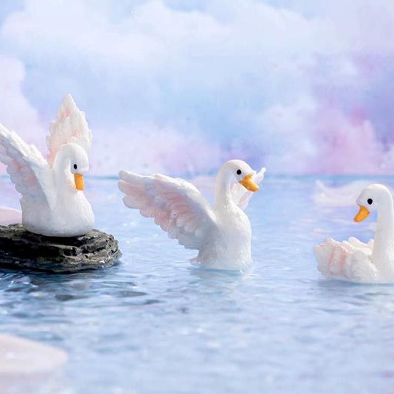 Мультяшная милая модель гуся из смолы лебедя миниатюрная фигурка украшения для автомобиля поделки креативные украшения для дома своими руками аксессуары подарки