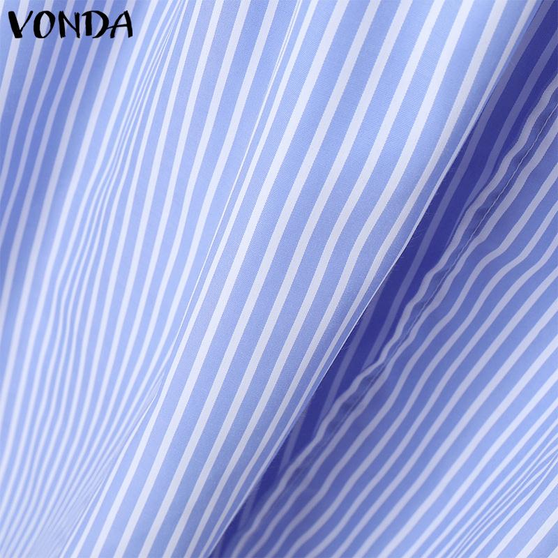 VONDA Женские элегантные полосатые платья-рубашки с коротким рукавом