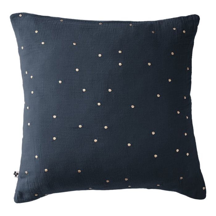 Golden Polka Dot Decorative Pillowcase "Gaïa Chic" 60 X 60 Cm &; 50 X 70 Cm "Cotton Gauze" - Gaïa Chic Minuit - 60 X 60 Cm