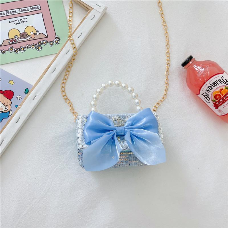 Модная детская сумка через плечо из ПУ с жемчужной цепочкой для стильных детей