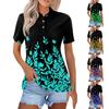 Женская модная повседневная рубашка с отворотом и коротким рукавом с принтом, женские топы на пуговицах