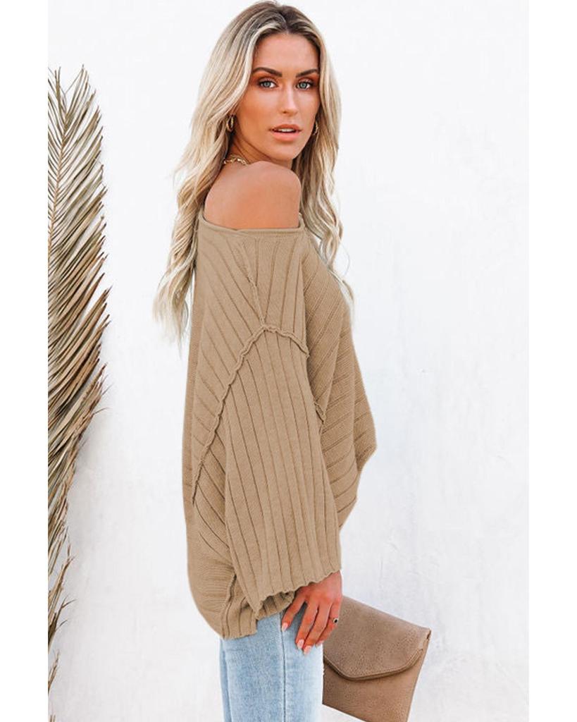 Azura Exchange Топ «летучая мышь» с открытым швом из рубчатой вязки