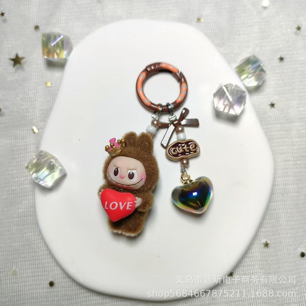 Cartoon Cute Flocking Mini Love Labu Labu Mobile Phone Pendant School Bag Doll Keychain Gift