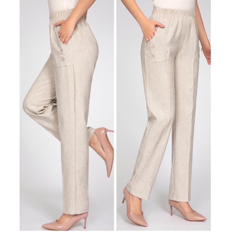 Женские весенние повседневные удобные брюки из хлопка и льна, модные белые, бежевые женские свободные и прямые брюки
