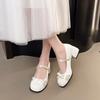 Fashion Spring New Thick Heel Women Mary Jane Shoes Square Toe Shallow Butterfly-knot Ladies Casual  Shoes