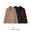 Araltay New Arrival Fashion Wind Foreign Trade Women's Clothing Fashion Suede Texture Effect Motorcycle Lapel Jacket