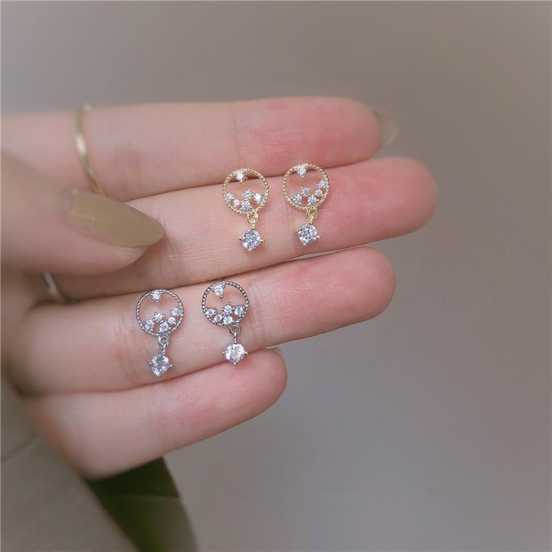 Стерлингового серебра 925 пробы, полые капли воды, кристаллы с кисточками, 14-каратное золото, серьги-гвоздики, женские модные очаровательные юбилейные украшения