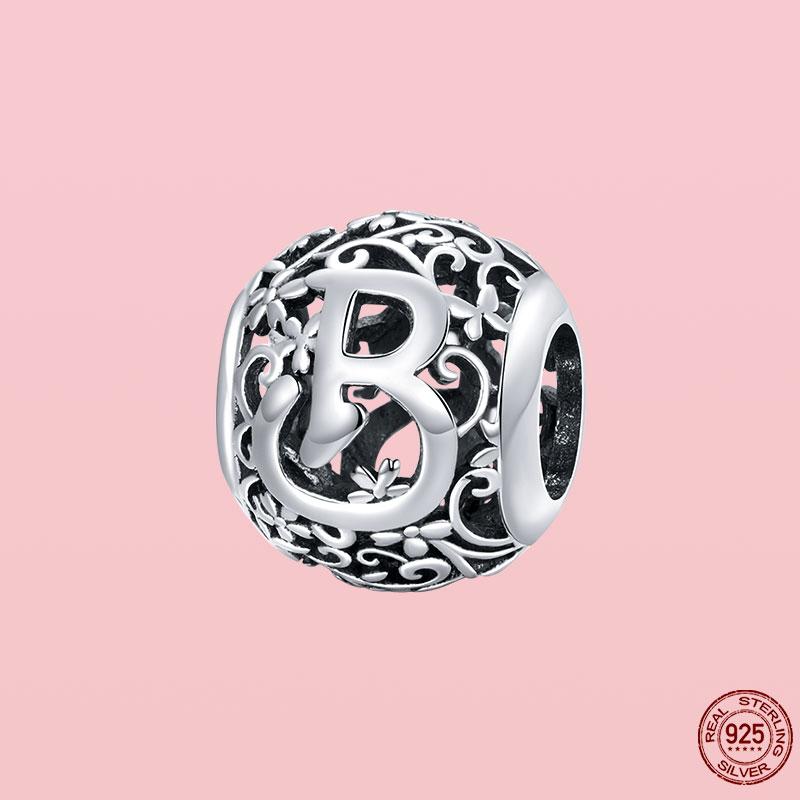 Новое поступление 925 пробы серебряный кулон круглой формы с буквами от A до Z подвески бусины подходят оригинальный браслет ожерелье ювелирные изделия