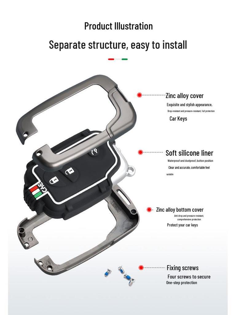 BYD Car Key Cover for F3, FO, E6, M6, G3, L3, Tang, S6, and S7 - Metal Shell Case and Buckle