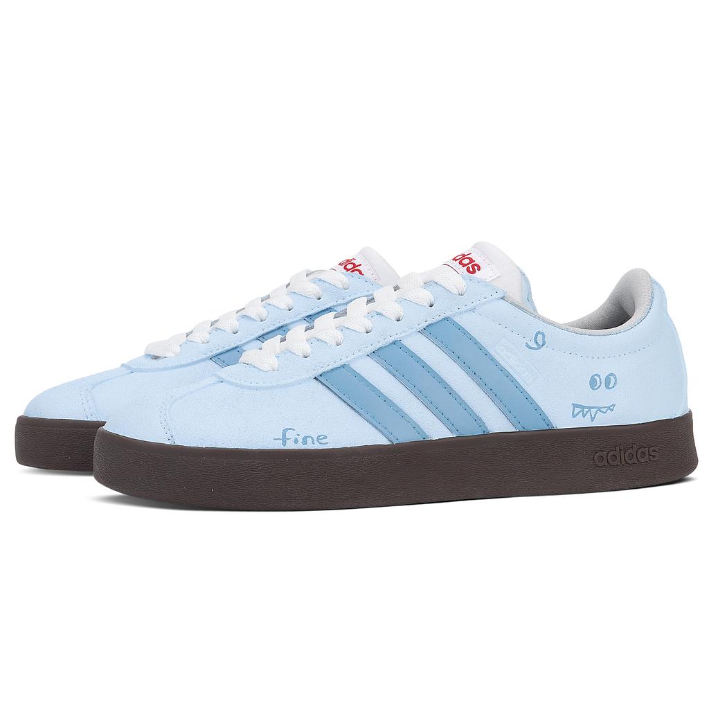 Custom Adidas VL COURT 2.0 Blue Tone Smile Beast Abrasion Resistant Low top German Army Trainers Unisex Blue JS3003(Team2152-)