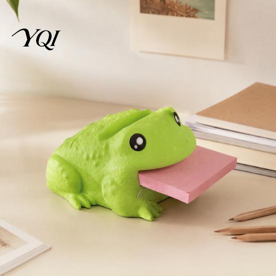 Cute Animal Desk Organizer Frog Adhesive Note Dispenser, Creative Cartoon Stationery Organizer, 3D Workplace Decoration Print Stable Memo Stand