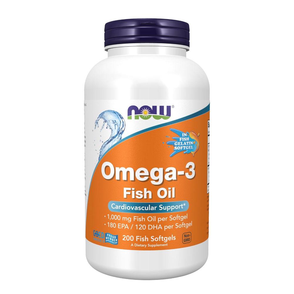 Now Foods Биодобавки, Омега-3 180 EPA / 120 DHA, Молекулярно дистиллированные, Поддержка сердечно-сосудистой системы*, 200 Рыбных желатиновых мягких капсул