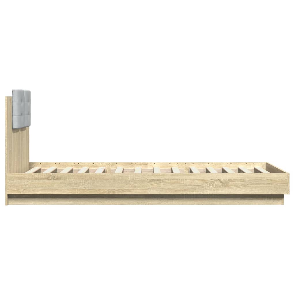 Vidaxl Rama Łóżka Z Wezgłowiem I Led, Dąb Sonoma, 100X200 Cm