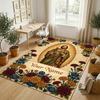 Floral Garden Theme Crystal Velvet Rug Personalized Custom Name Text Soft Floor Mat Home Decor