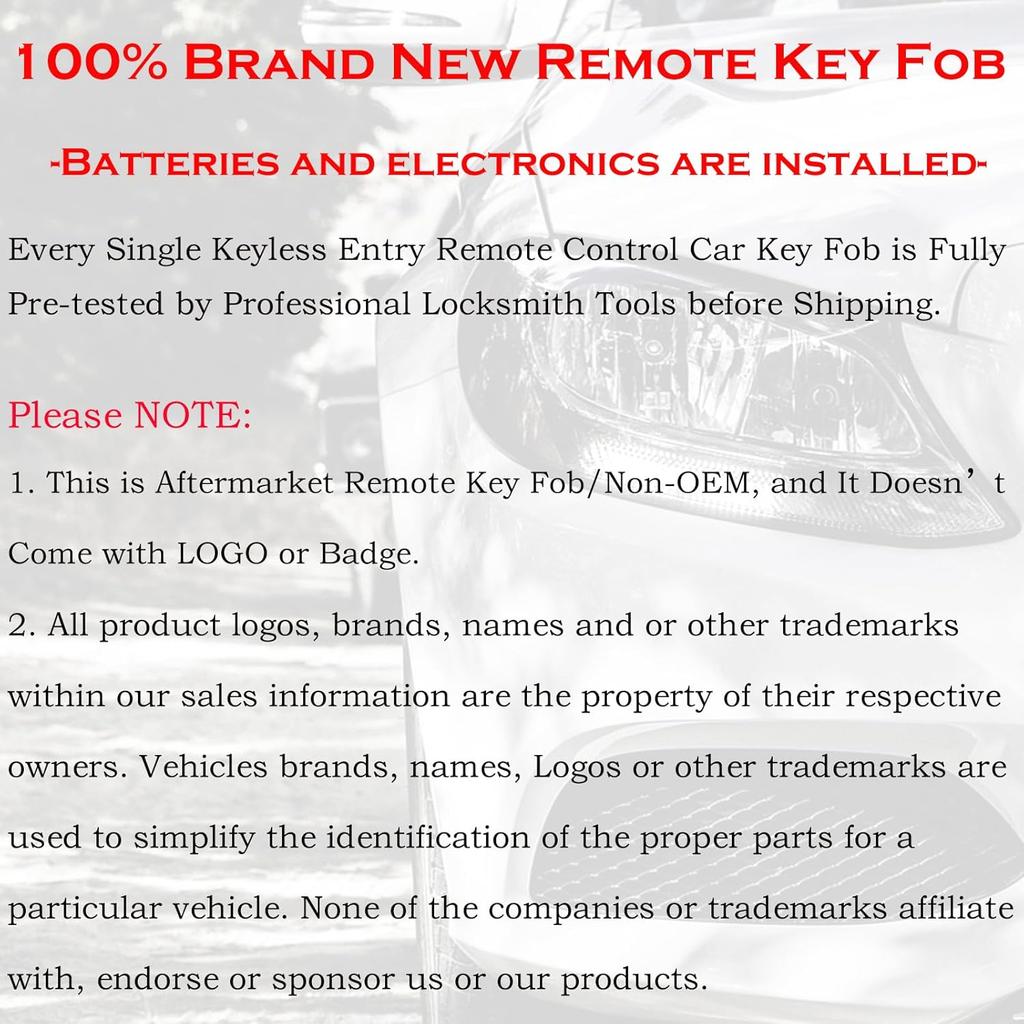 Remote Key Fob Replacement Fits for Chevy Silverado 1500 2500 Tahoe Suburban Avalanche Equinox GMC Sierra Acadia Yukon XL 2007 2008 2009 2010