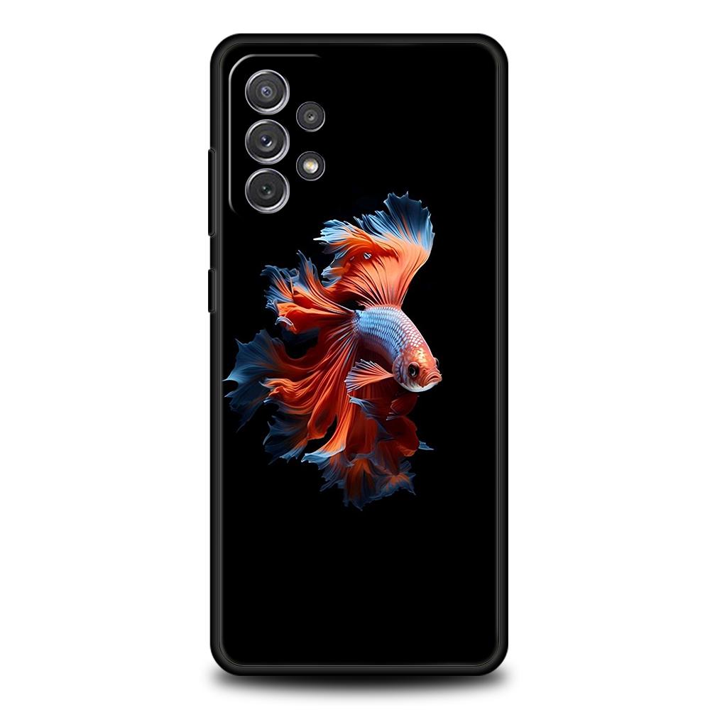 Милый Чехол для Телефона с Рыбкой для Samsung Galaxy A15 A14 A25 A54 A34 A51 A71 A73 A32 A52 A52S A11 A21S A31 A41 5G Мягкий Чехол Capas Сумки
