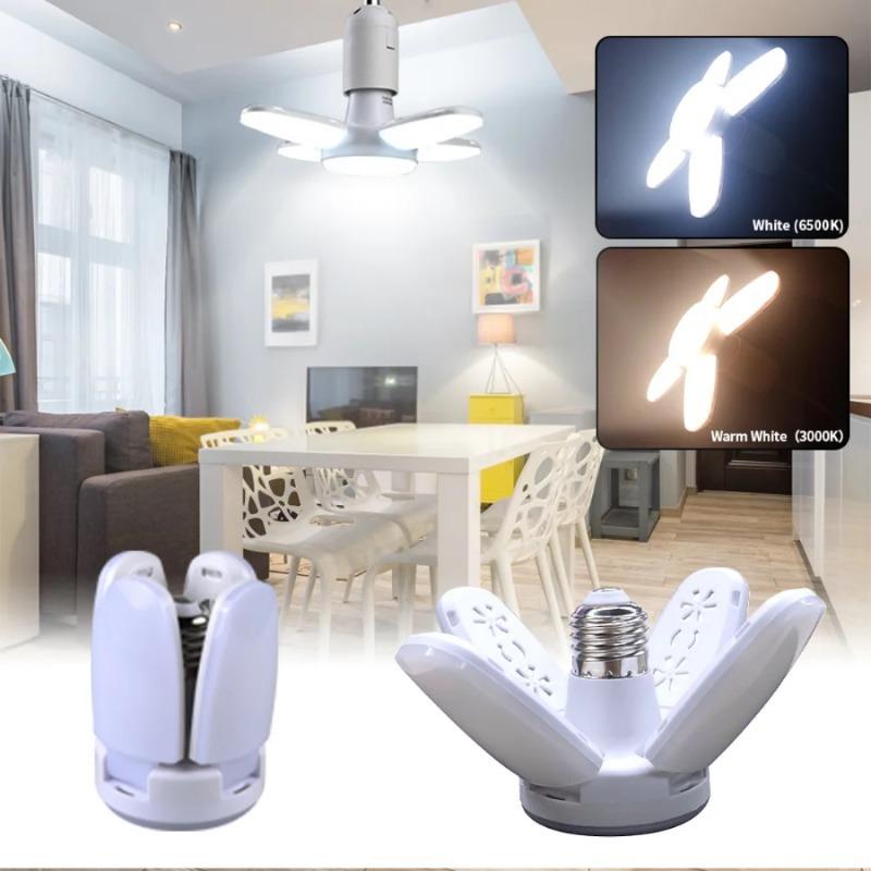 E27 LED Bulb Fan Blade Lamp AC85-265V 28W Foldable Led Light Bulb Lampada For Home Ceiling Light Small Garage Light
