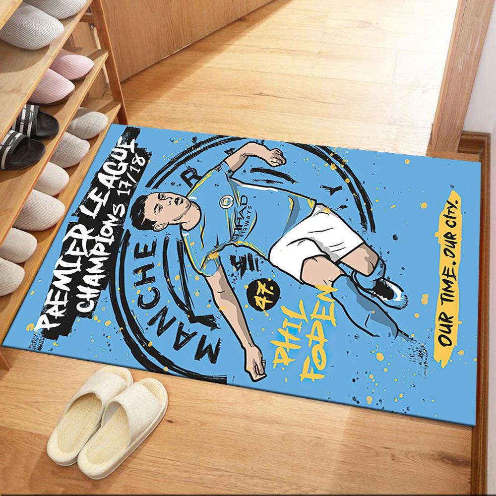 Manchester City Floor Mat Suitable For Living Rooms Playrooms Kitchen Foyer Antislip Carpet Anime Office Decor Wedding Party Gift