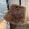 Женская шапка-ведро из искусственного меха, мягкая плюшевая однотонная зимняя теплая шапка-рыбак для осени и зимы