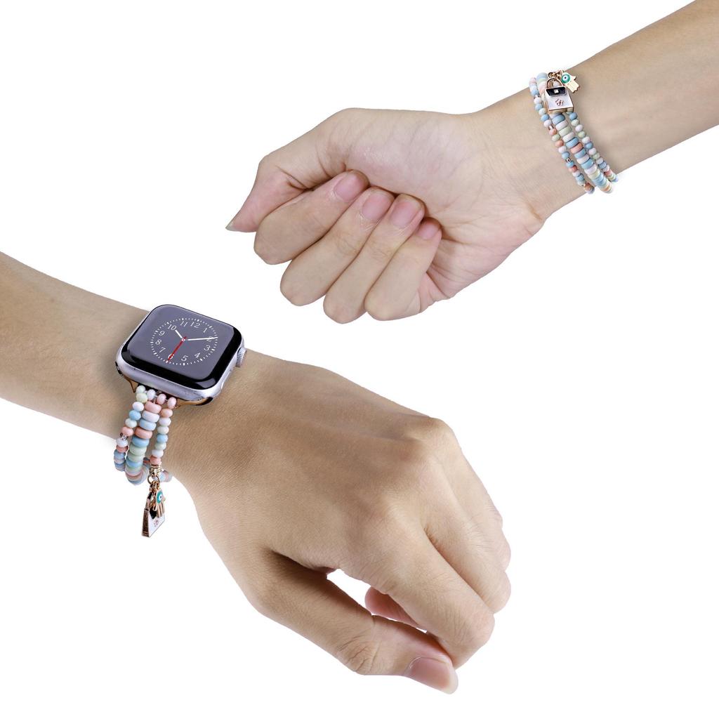Богемный ремешок для Apple Watch из рисовых бусин (S1-S8, SE)