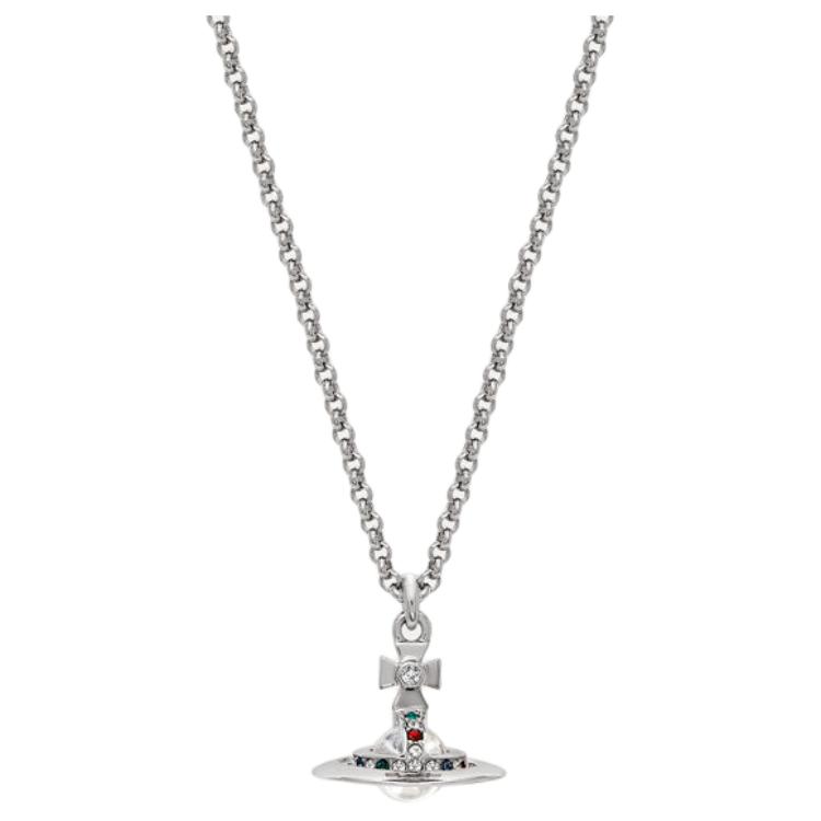 Vivienne Westwood Engraved Saturn Design Brass Necklace Men necklace Silver 8050889136323