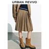 UR Women's Vintage Plaid A-Line Skirt with Contrast Waist