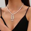 Горячая распродажа имитация жемчуга нержавеющая сталь подвеска с буквой нишевая роскошь буква B женское ожерелье