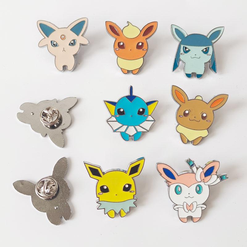 Let's Go Pikachu Eevee Enamel Pins Kawaii Pocket Monster Eeveelution Metal Cartoon Brooch Backpack Collar Lapel Badge
