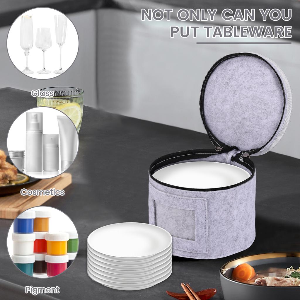 3 шт. Штабелируемые чехлы для хранения посуды с 36 круглыми разделителями, толстый войлок, контейнеры для хранения фарфора для хранения и транспортировки столовой посуды