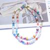 Bohemian Colored Glazed Mushroom Necklace Multi-Layer Handmade Beaded Pearl Collarbone Chain Female