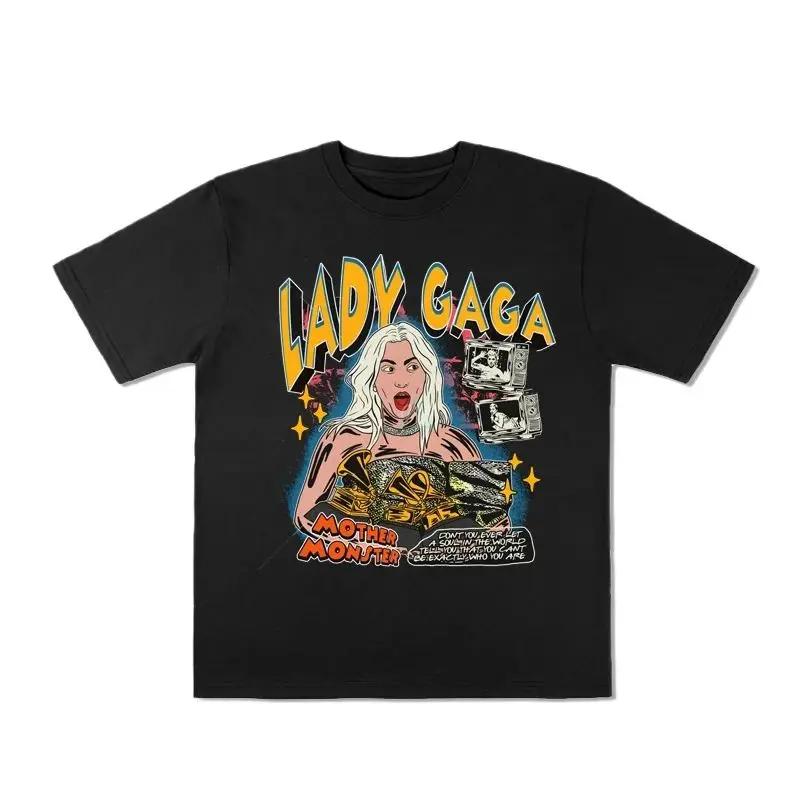 Summer Trendy Men's T-shirt Lady Gaga Casual Cotton Tees Retro Lady Gaga Short Sleeve Tee Unisex Summer Y2k Tops Men's Clothing