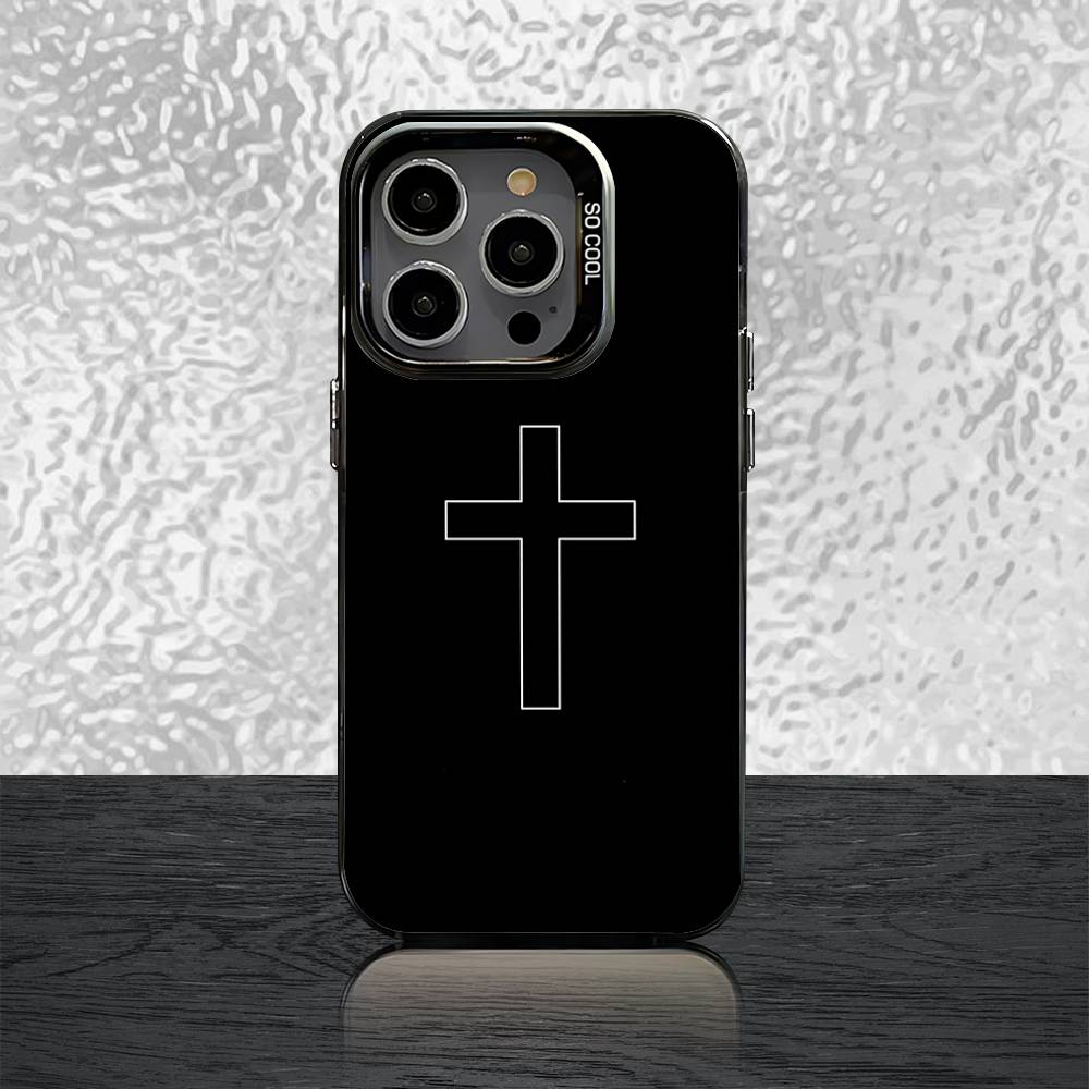 Стих из Христианской Библии Дело Иисуса Для iPhone 16,15,14,13,12,11,Pro,XS,Max,Plus,Mini,SE Черный Конфетный Матовый Ударопрочный Чехол