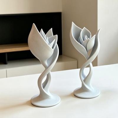 3D-печатная фигурка тюльпана Минималистичная абстрактная скульптура цветка Эстетичный цветочный орнамент-тюльпан для декора полки дома и офиса