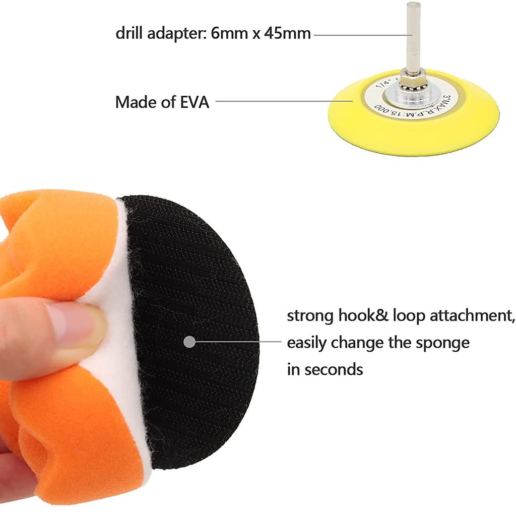 41 шт. 3-дюймовый комплект для восстановления автомобильных фар, шлифовальные диски с подкладкой, чистящие подушечки, шерстяные полирующие губки, полировальные подушечки