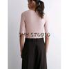 CS Autumn New Women clothes French style Simple Style Slim Version round Neck Fleece Blended T-shirt Top 1292679