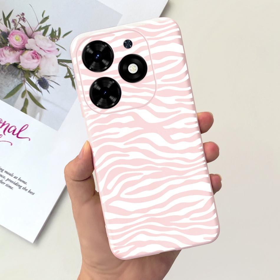 Чехол для Tecno Spark Go 2024 Милый Цветочный Узор Сердечки Конфетный Цвет Мягкий Силикон Тонкая Задняя Крышка Телефона Для Spark Go (2024) BG6