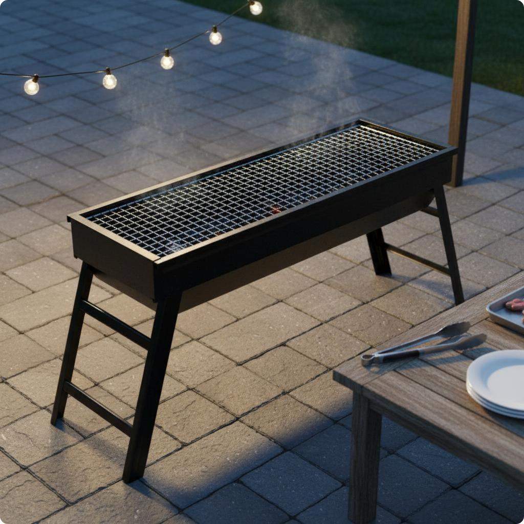 Stainless Steel Barbecue Grill Thickened Folding BBQ Grill Outdoor Cooking Easy to Clean Heat Resistant for Camping