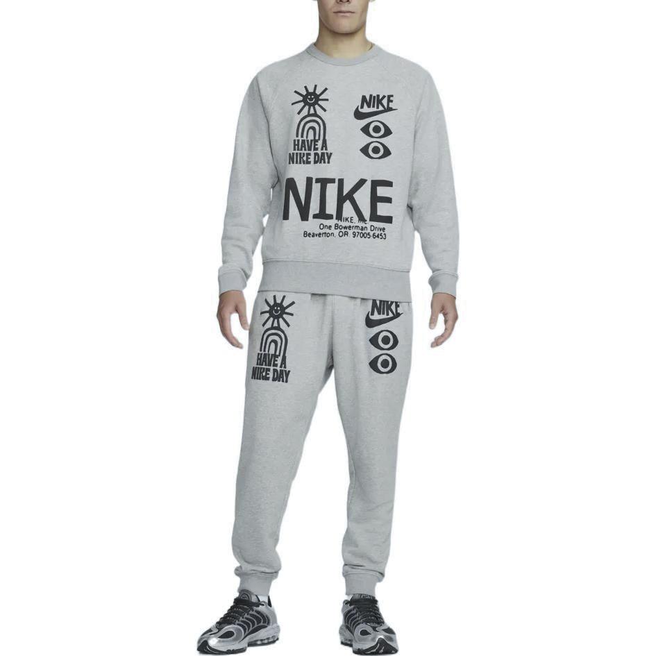 Мужской пуловер Nike с логотипом, круглым вырезом, принтом, длинными рукавами, серый DQ4170-063