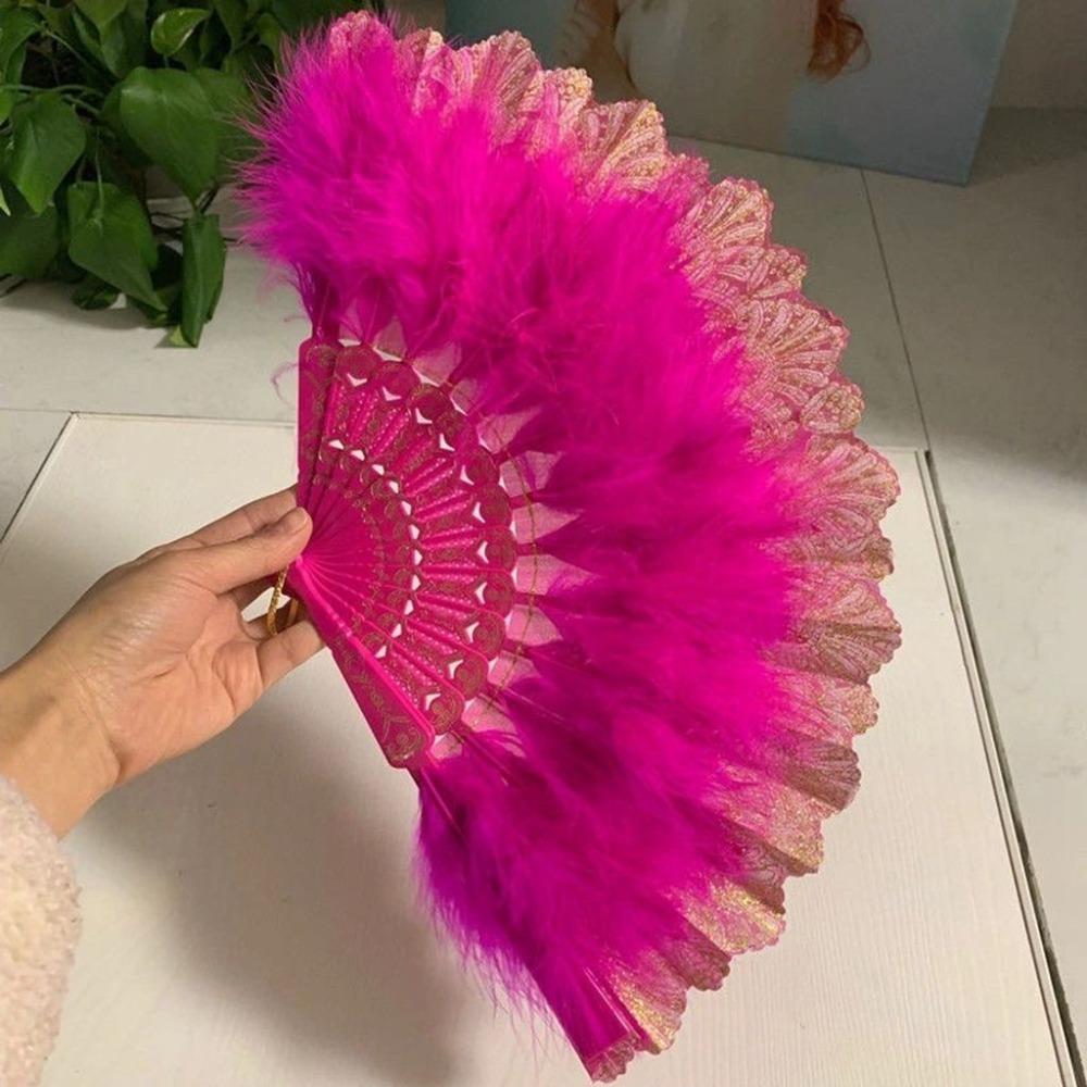 Accessories Handmade with Pendant Dance Hand Fan Party Decor Feather Folding Fan Wedding Gift