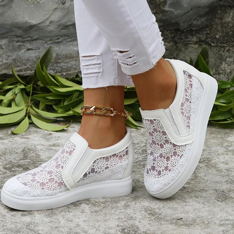 Женские кроссовки с сеткой на плоской платформе, женские мокасины 2024 года, новые дышащие повседневные кроссовки для женщин и женщин, увеличивающие рост кроссовки