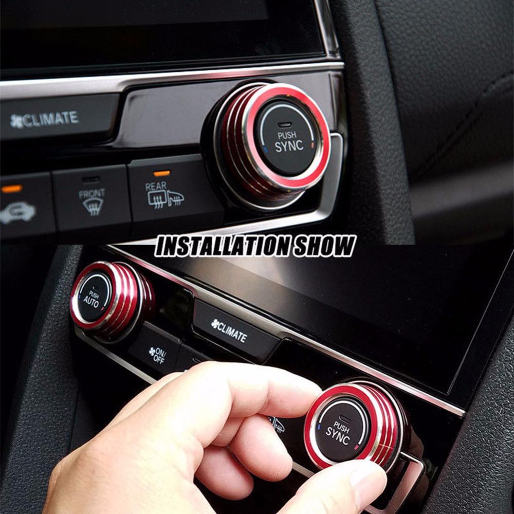 2 шт./компл. сменная накладка на кольцо климат-контроля AC для Honda Civic 2016 - 2018, красный алюминиевый декор для автомобиля, автомобильные аксессуары