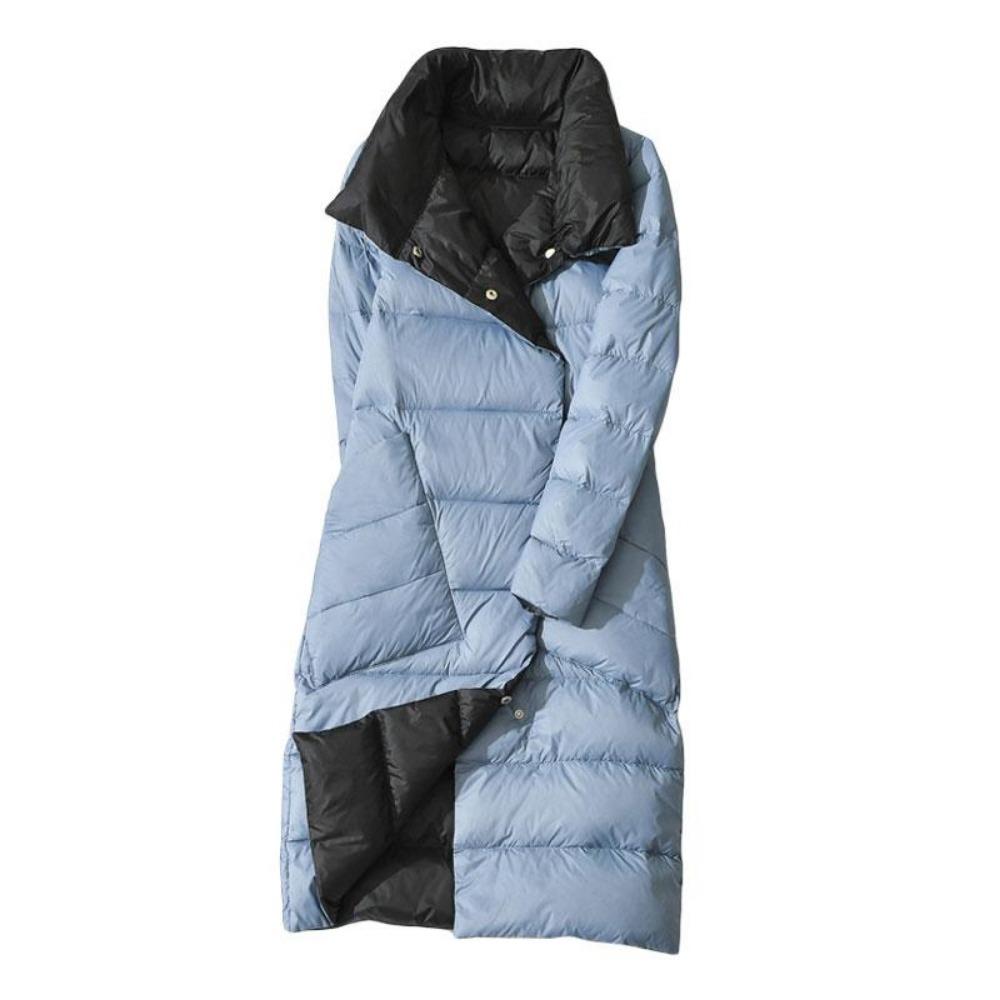 Двусторонний длинный пуховик Водолазка весна-осень Белая теплая парка на утином пуху Черный Золотой Серый Голубой Зеленый Белый S-5XL