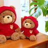 25cm Cute Cartoon Teddy Bear Plush Stuffed Toy Soft Hoodie Doll Children's Couple Birthday Gift Kawaii Room Decoration Ornament