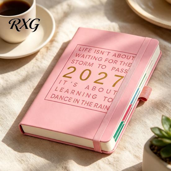 High Capacity Notebook for Journaling 2027 English Weekly Planner A5, 320 Page Schedule with Elastic Yearly Journal Students Band & Pen Holder,