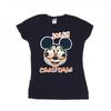 Womens/Ladies Mickey Mouse Jolly Christmas Glasses Cotton T-Shirt